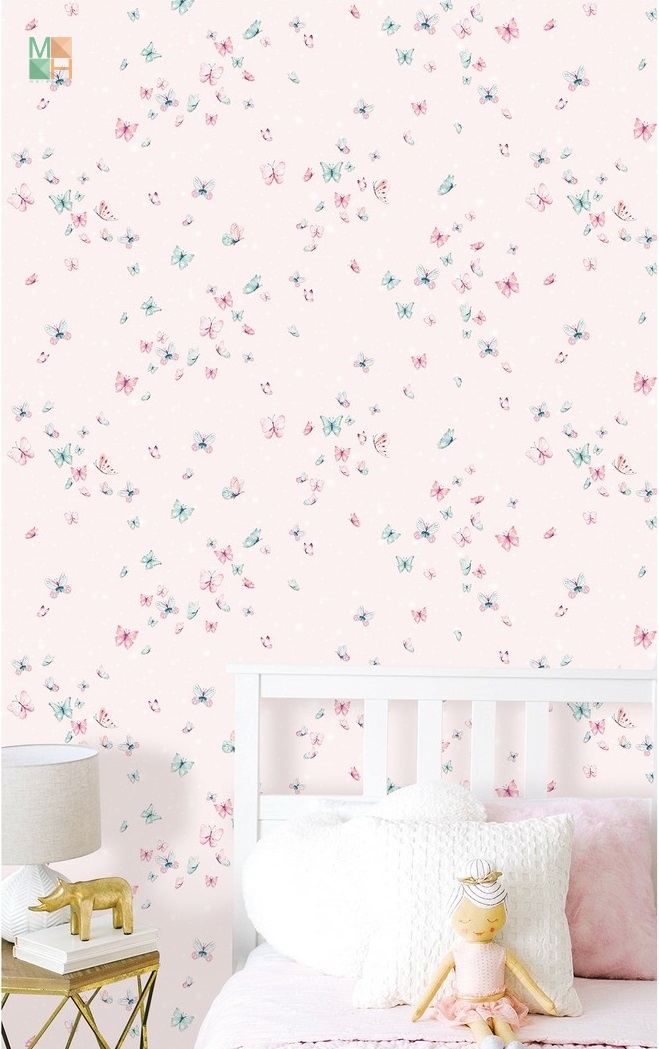 các mẫu giấy dán tường phòng ngủ màu hồng đẹp lung linh